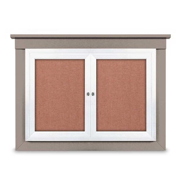 36"x36" 1-Door Enclosed Letterboard, Black Vinyl/Walnut